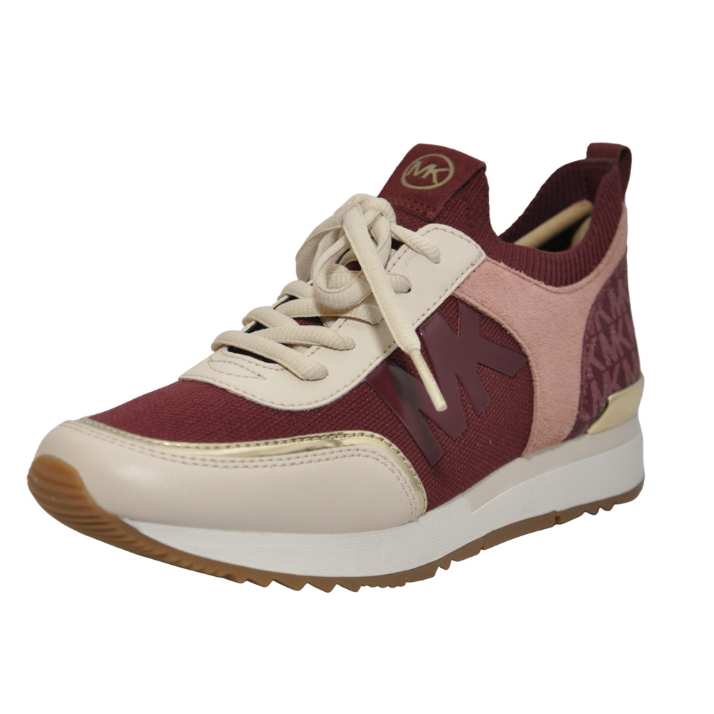 Michael Kors Jenkins Stretch Knit Trainer Sneaker MK Patch Dark Cherry Nib $225